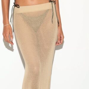 Spiritual Gangster Elegant Tan Crochet Skirt